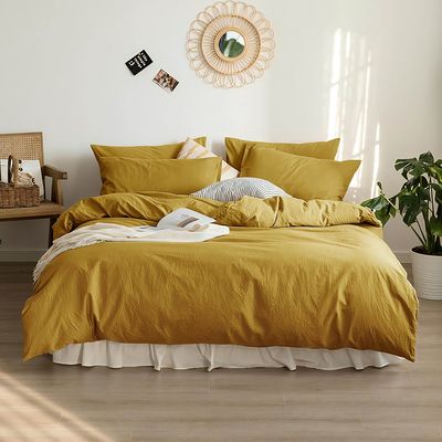 Duvet Cover Livia Nature Mustard Dbl / Queen w/Pillow Cases