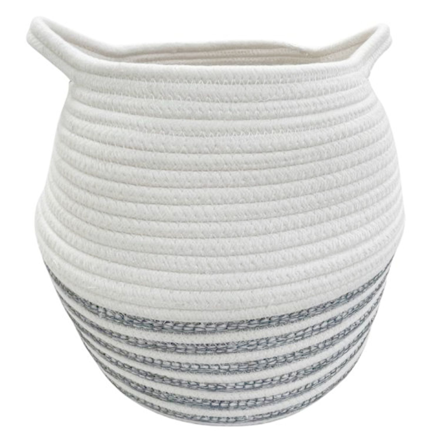 Basket Cathay Grey Stripes Rope Belly 8” 10-2608 Basket Cathay Grey Stripes Rope Belly 8” 10-2608
