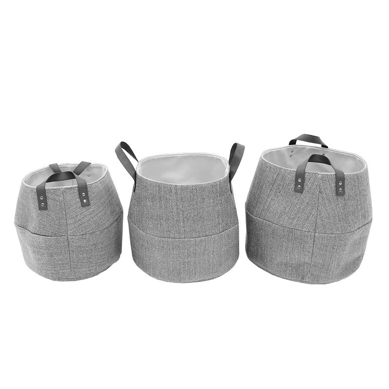 Basket Cathay Round  Fabiola Linen Grey W / Handle S