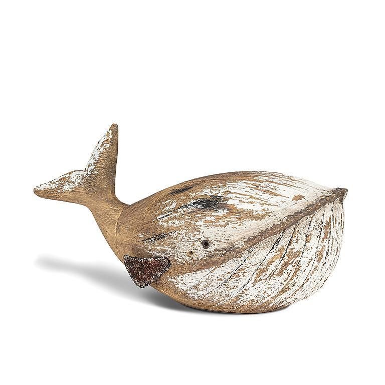 Decor Abbott White Carved Whale 9”