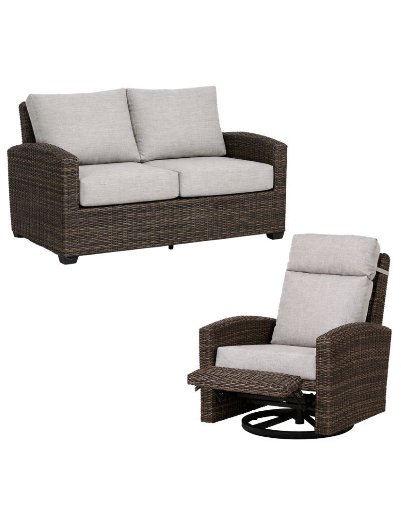 Ratana Coral Gables Love / Swivel Club  2 PC Set Adena Pebble
