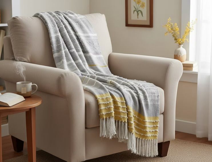 Throw Livia Cozy Yellow / Grey Cozy #22