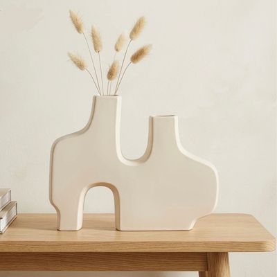 Vase T&amp;T Abstract Duo Cream 11.5" x 9" 904492B