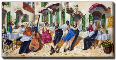 Streamline Art Dancing At Cafe Vinci 20x40 D4057