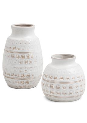 Vase ADV Vase Embossed White Lg 8440510