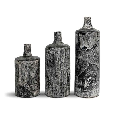 Vase SIF Harper Natural Black Teak Lg**