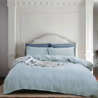 Duvet Cover Daniadown  Linen Soft Aqua Queen w / Pillow Cases