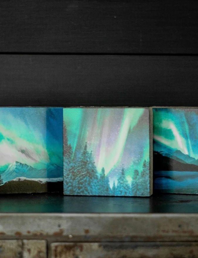 Cedar Mountain Art Block Aurora Trees