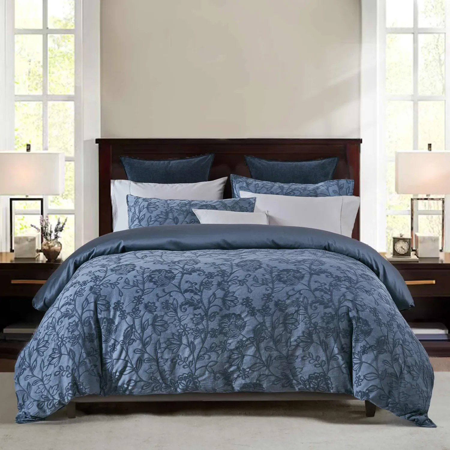 Duvet Cover Daniadown Matrice Blue Queen w / Pillow Cases