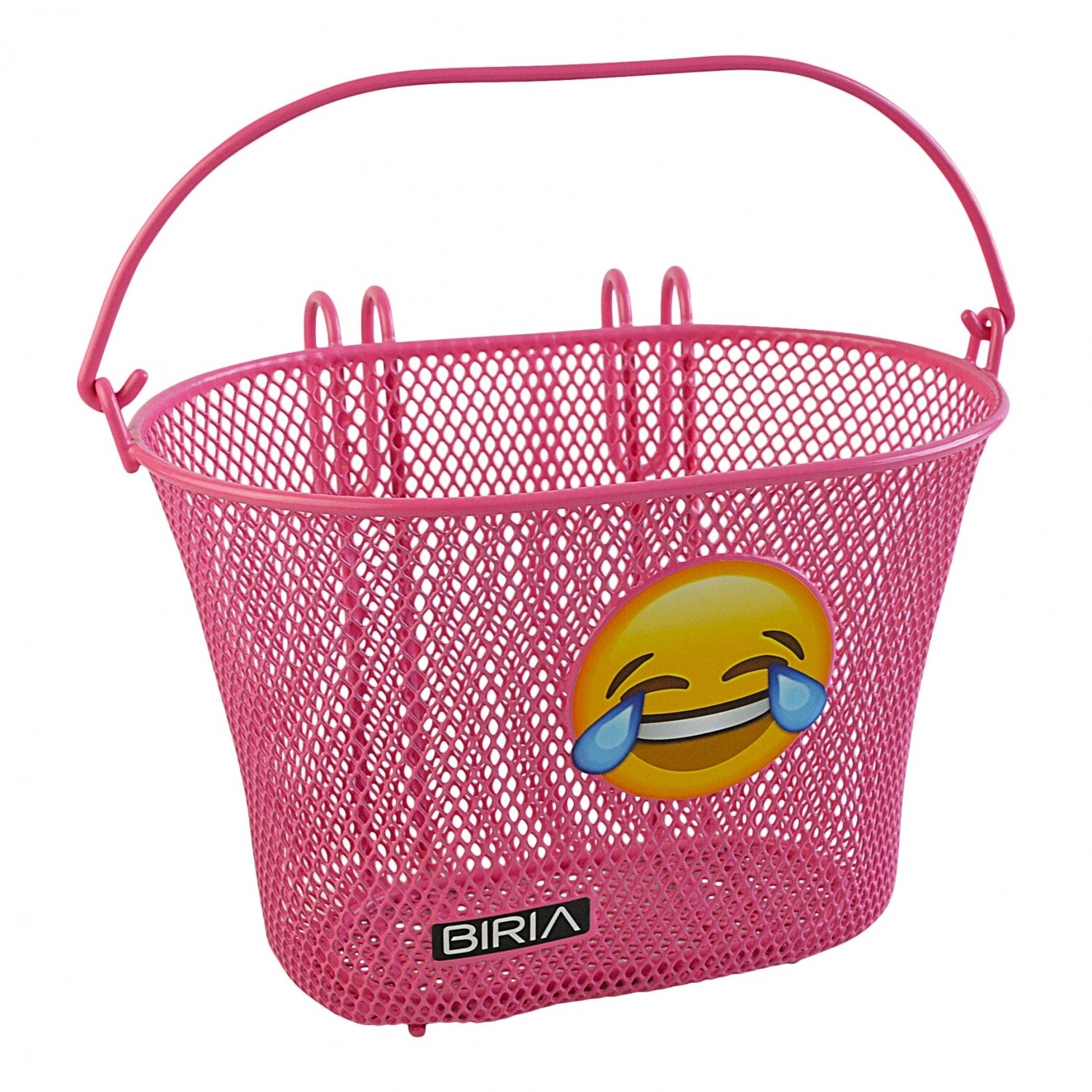 Biria Small Kids Basket With Hooks-Pink W/ Emoji