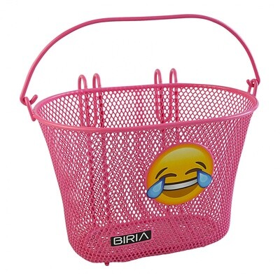 Biria Small Kids Basket With Hooks-Pink W/ Emoji