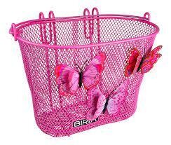 Biria Small Kids Basket With Hooks-Pink W/ Butterfly Design