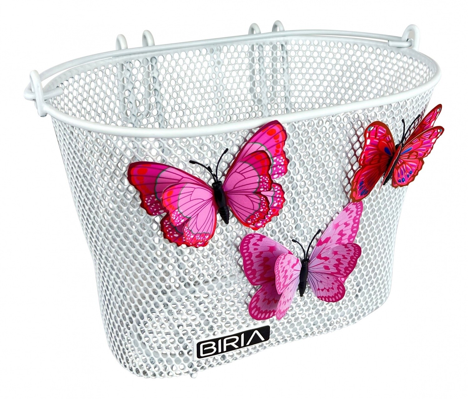 Biria Small Kids Basket With Hooks-White W/ Butterfly Design