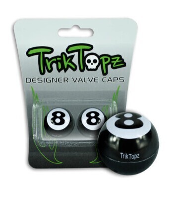 Trik Topz Valve Caps - Eight Ball - Black