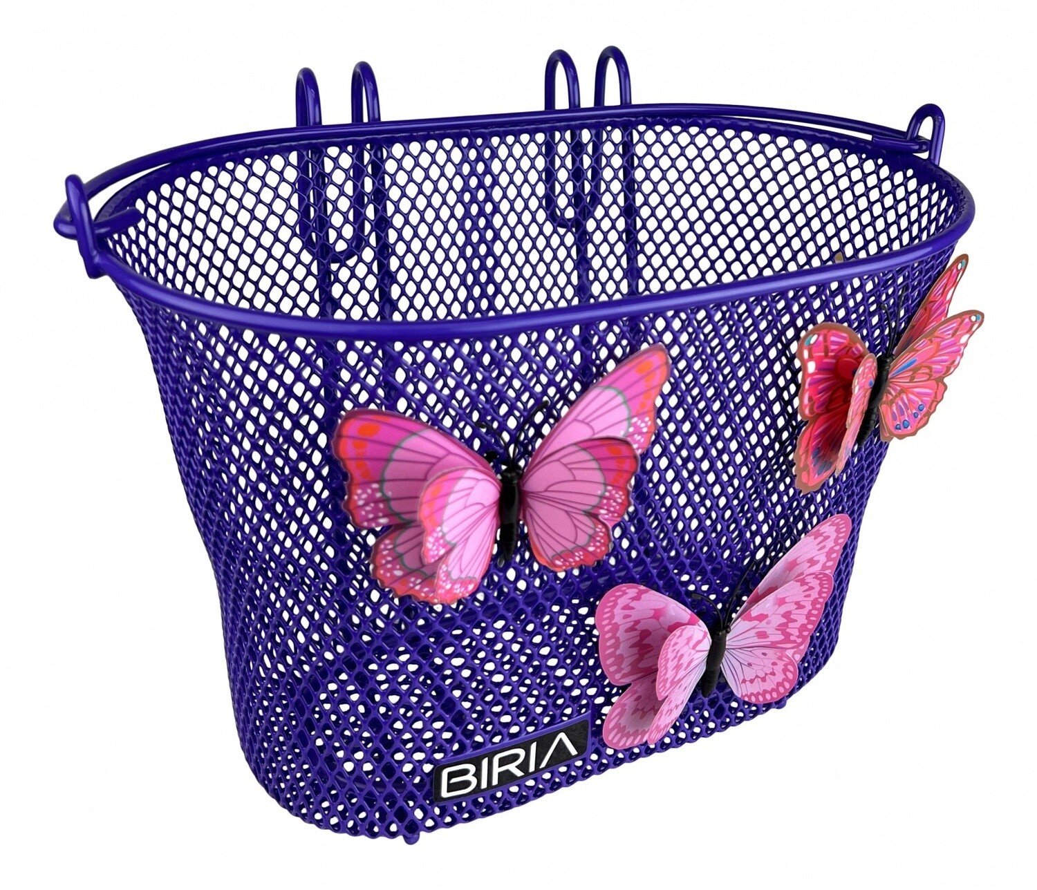 Biria Small Kids Basket With Hooks-Purple W/ Butterfly  Design