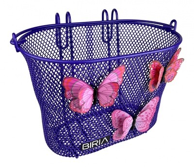 Biria Small Kids Basket With Hooks-Purple W/ Butterfly Design