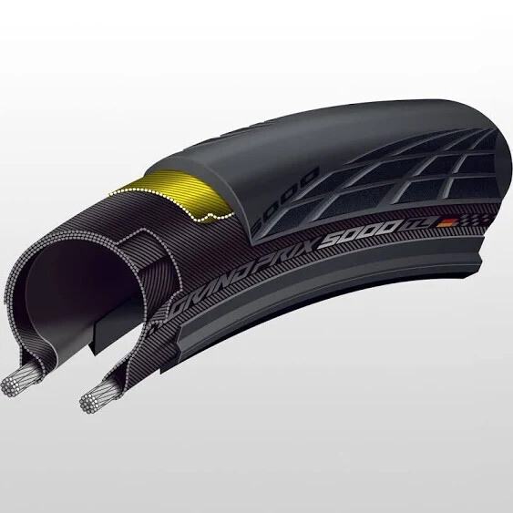Continental Grand Prix 5000 (700x25c) Clincher Folding Tire Black - BW