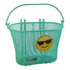 Biria Small Kids Basket With Hooks-Green W/ Emoji