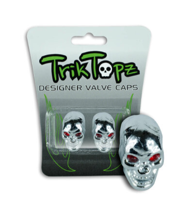 Trik Topz Valve Caps - Skull Head Chrome