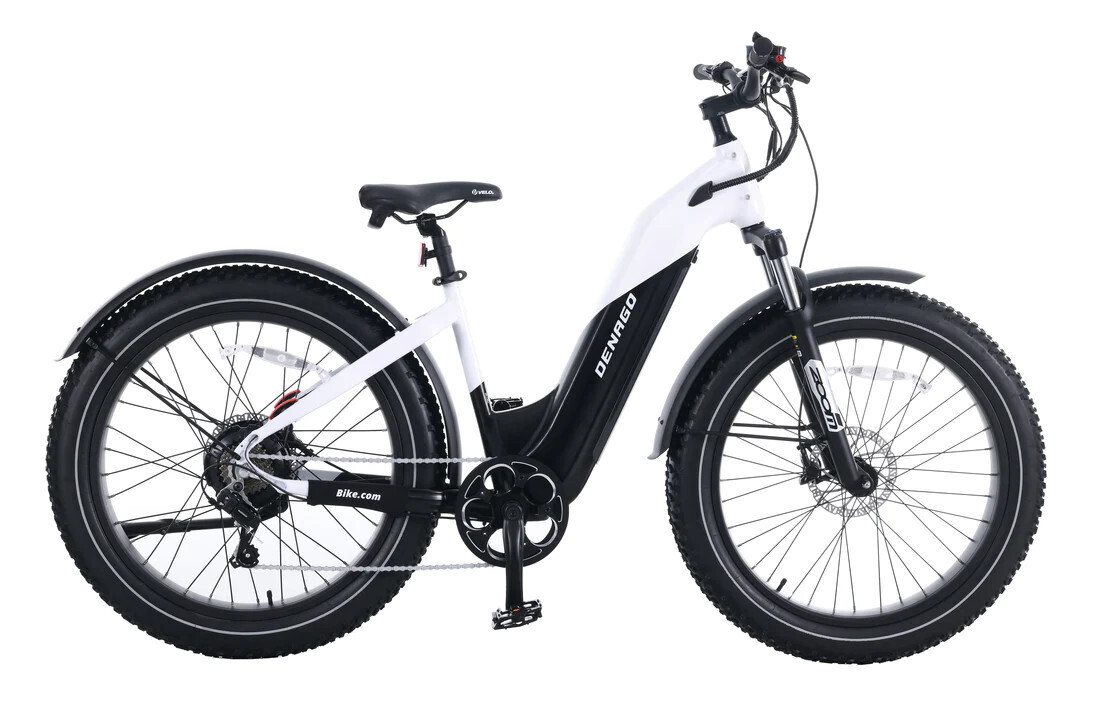 Denago Fat Tire Step-thru White with Black S/M