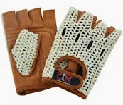 Born To Race Chauffeur Half Finger Padded Gloves Brown - Small