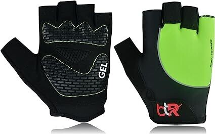 Born To Race Cycling Gloves Gel Padded Half Finger Gloves Green - X-Large
