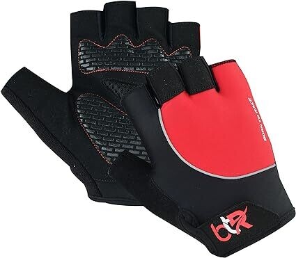 Born To Race Cycling Gloves Gel Padded Half Finger Gloves Red - Large
