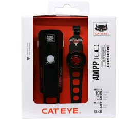 Cateye Headlight And Taillight Combo Amp 100 Viz150