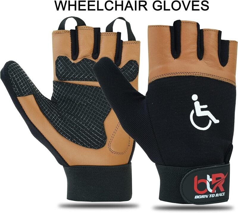 Born To Race Wheelchair Gloves Brown  - Large