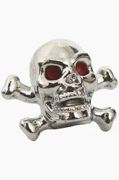 Trik Topz Valve Caps- Skull And Bones Chrome