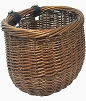 Sunlite Willow Bushel Front Basket w/ Buckles (Brown)