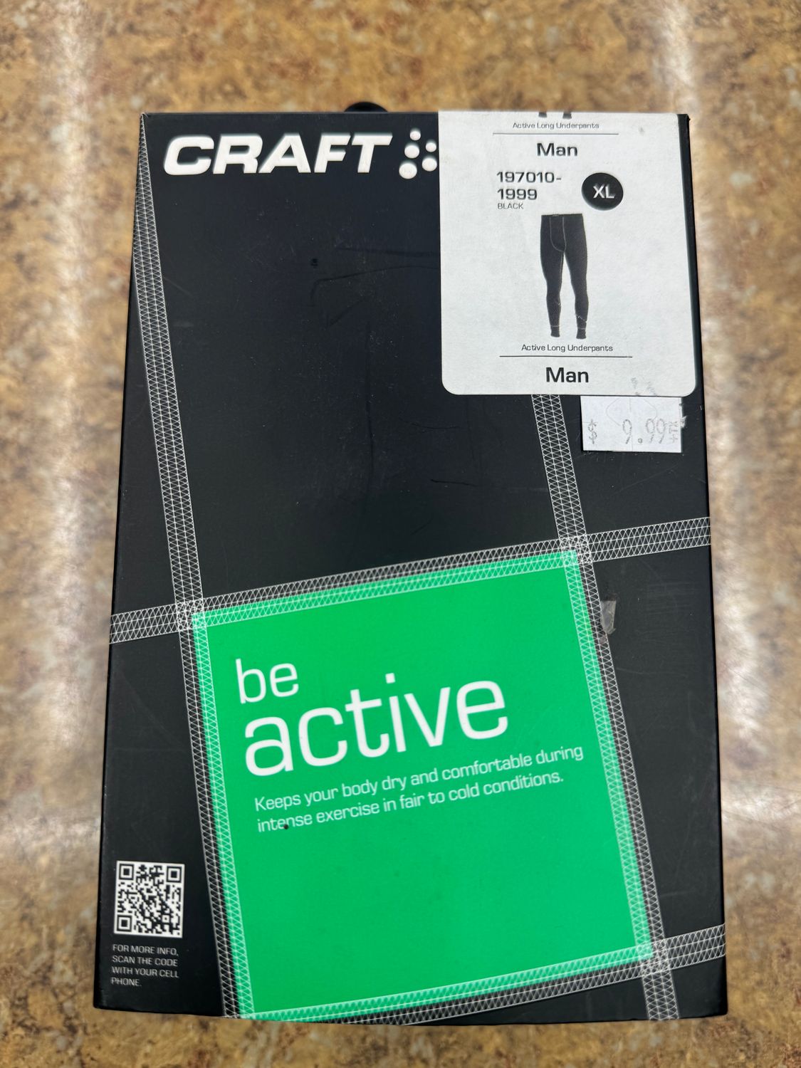 Craft  Men&#39;s Active Long Underpants Black - Extra Large