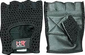 Born To Race Cowhide Leather Fingerless Mesh Net Gloves 