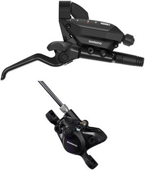 Shimano ST-EF515-8R EZ Fire Plus Shift/Brake Lever with BR-MT200 Disc Brake Caliper - Right/Rear, 8-Speed, Post Mount, 2-Piston, Black