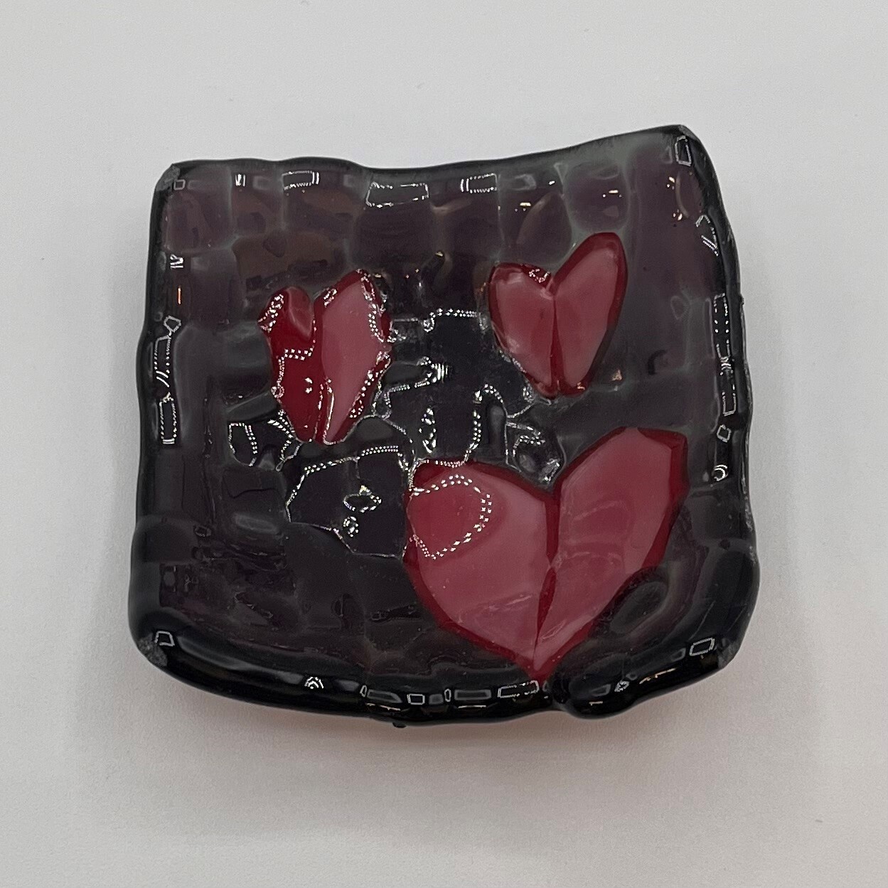Jody Mann, Fused Glass, Red hearts