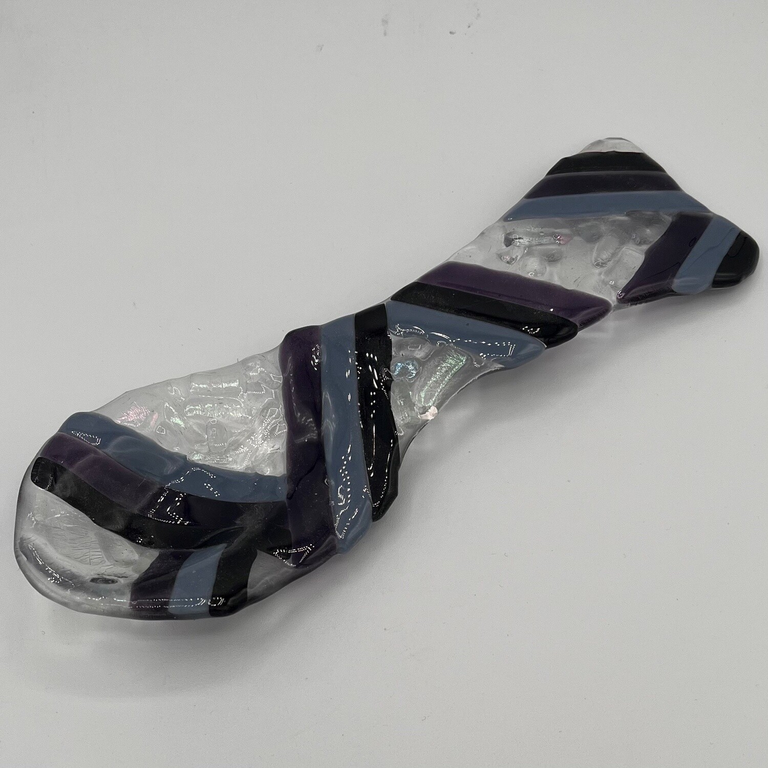 Duane Sparks, Glass Spoon Rest, Cool toned stripes