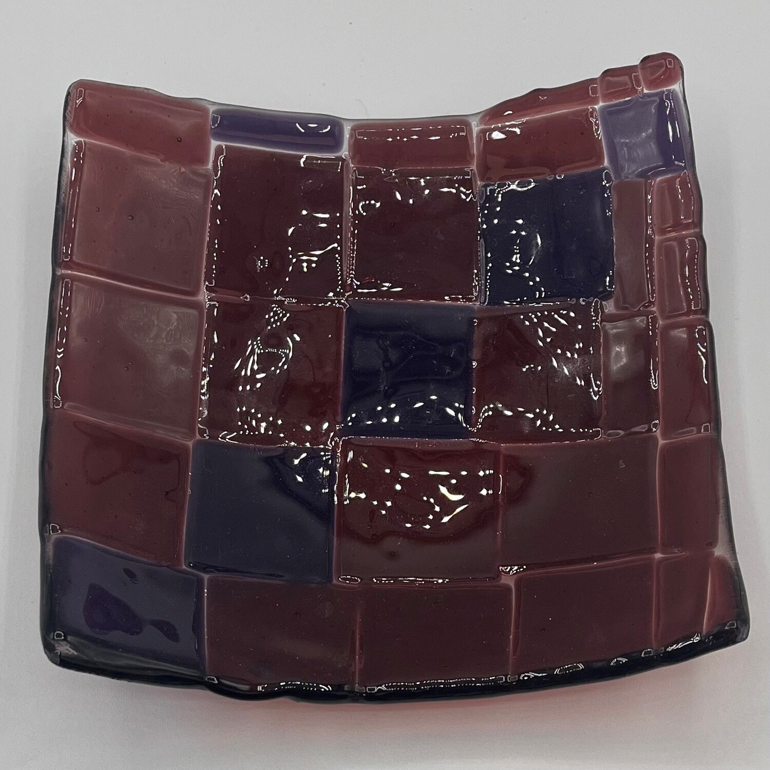 David Smyth, Fused Glass Dish, Purple squares