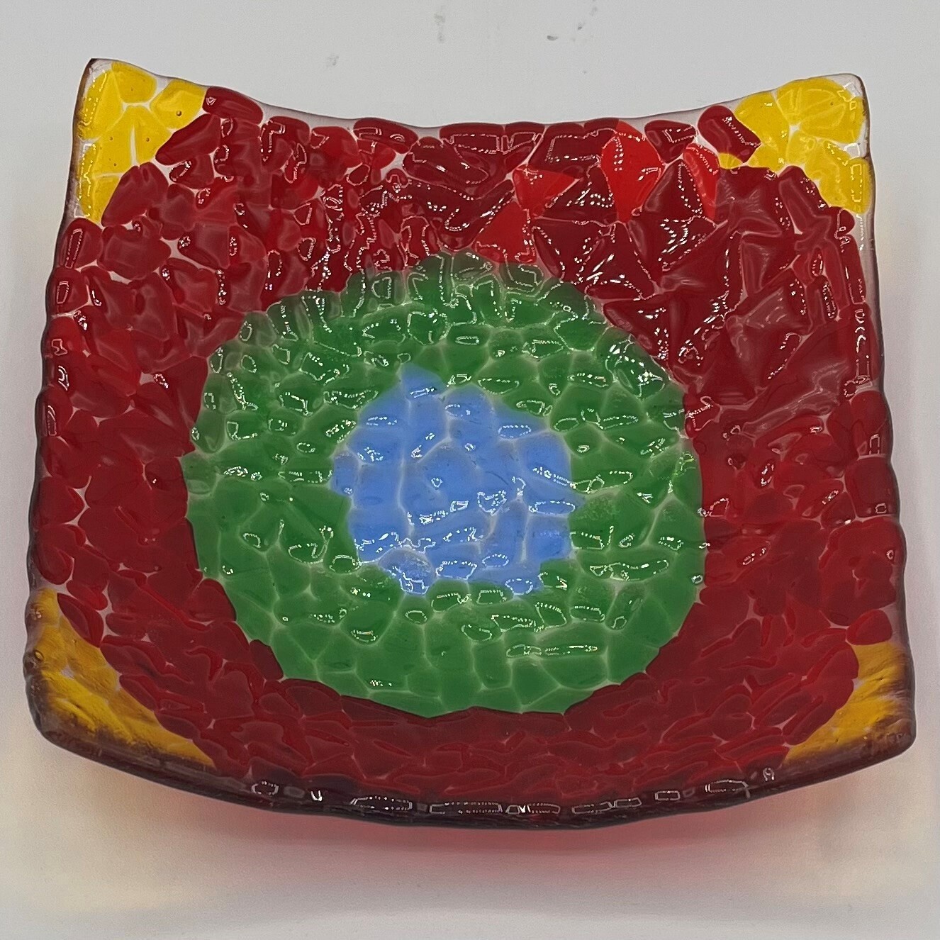 Courtney Malone, Fused Glass Dish, Colorful design