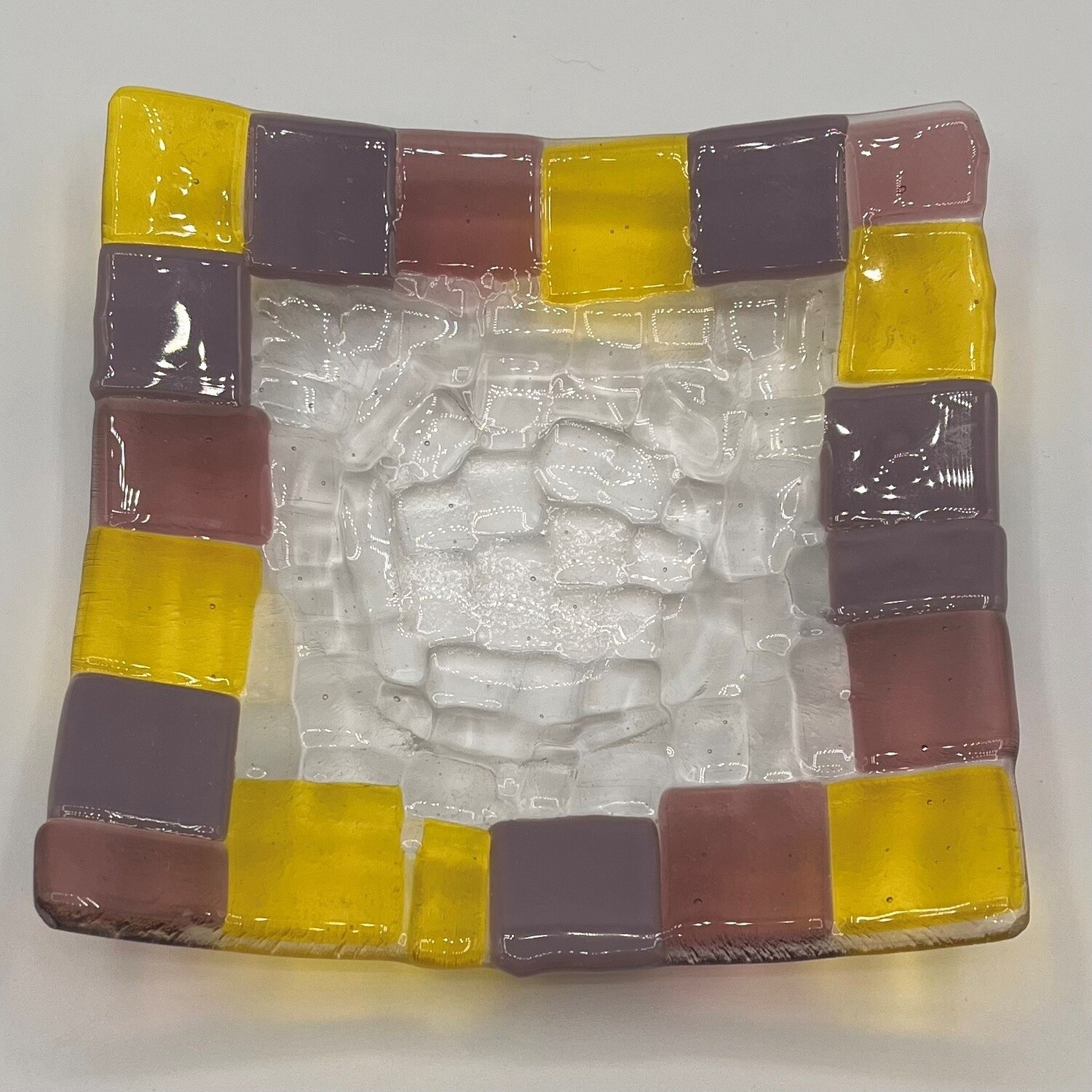 Alaina Weeks, Fused Glass Dish, Purple and Yellow