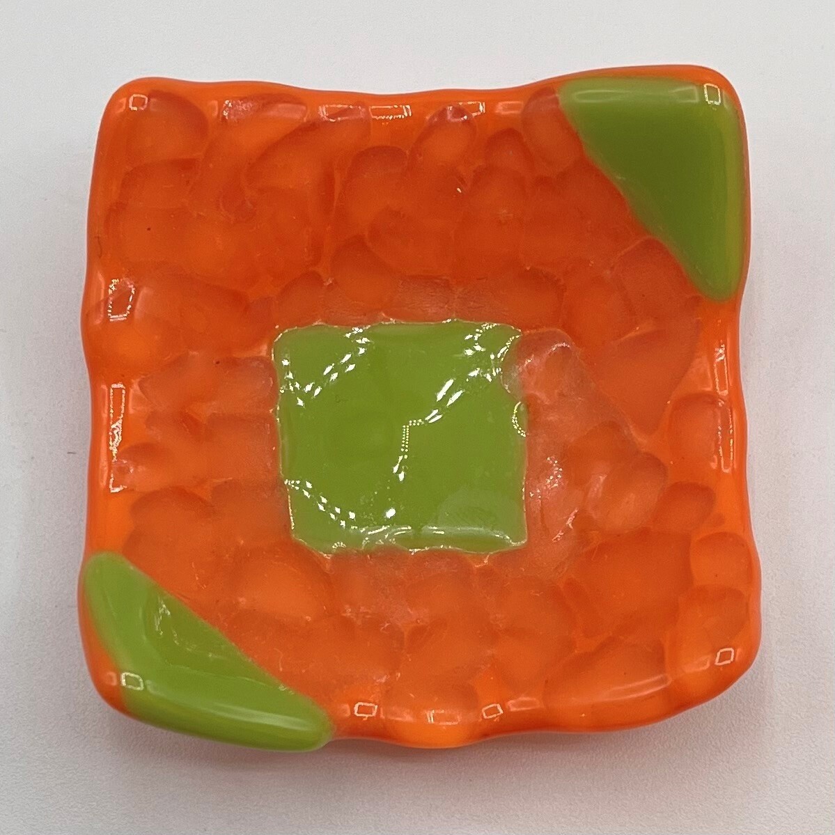 Alphonso Rowe, Glass Ring Dish, Orange and Green