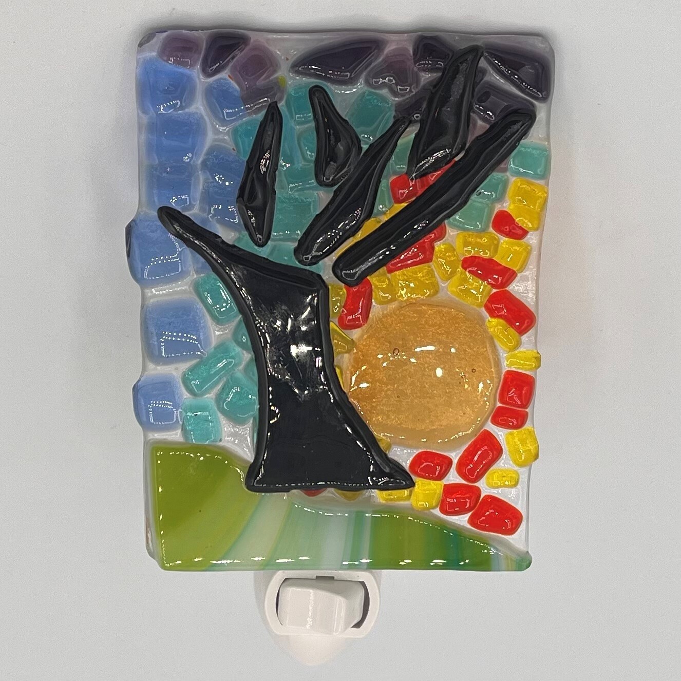 Alphonso Rowe, Fused Glass Nightlight, Black tree