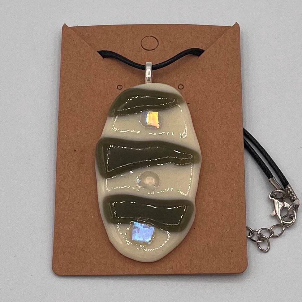 Alphonso Rowe, Fused Glass Necklace, White and Green