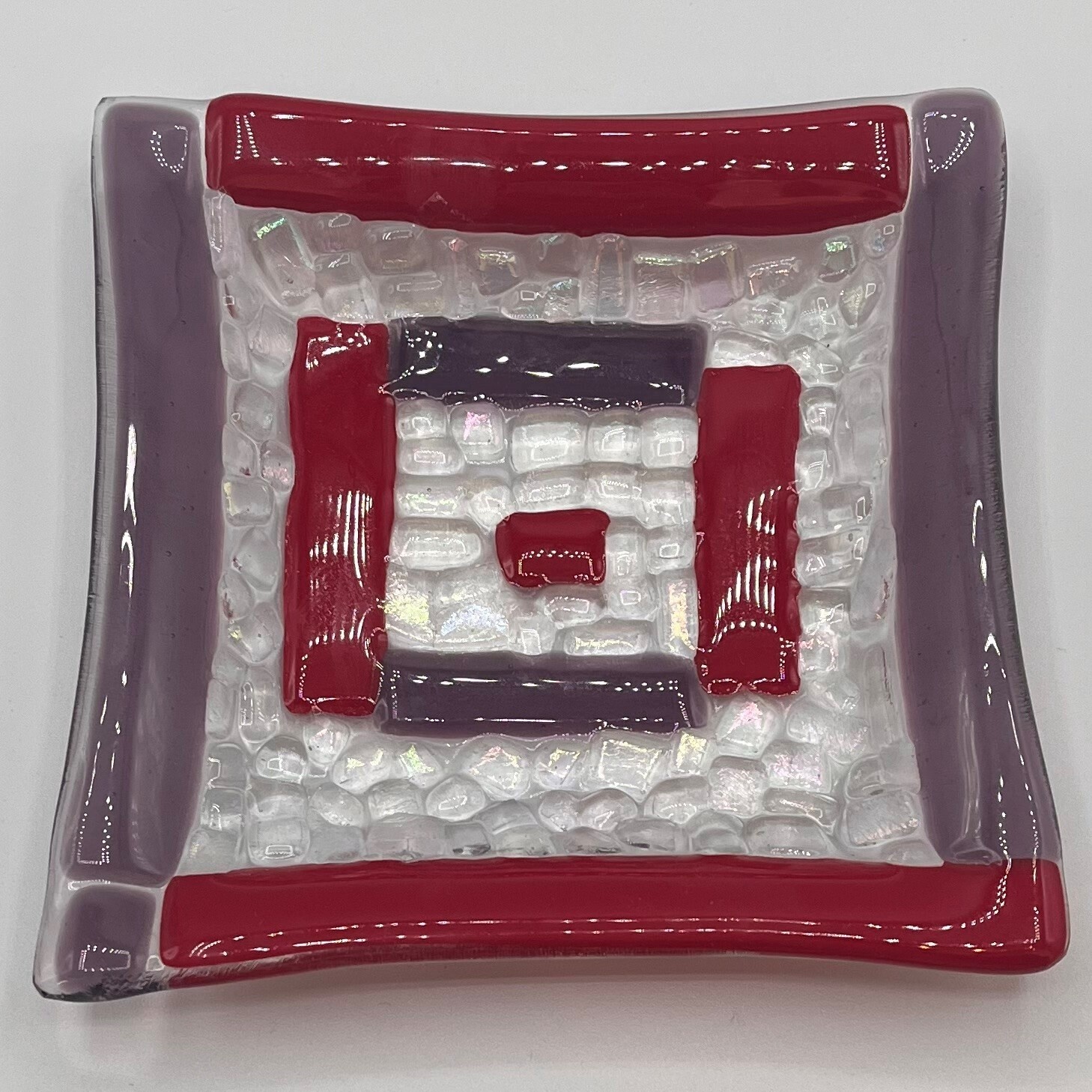 Adam Gibbemeyer, Fused Glass Dish, Red and Purple