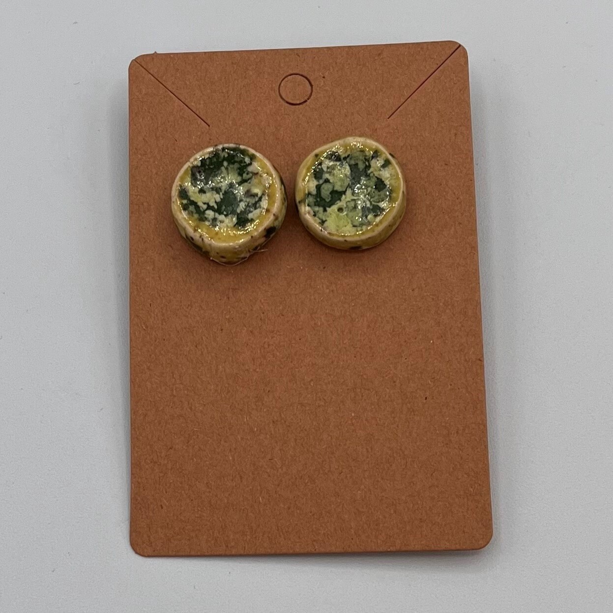 Studio, Ceramic Earrings, Speckled Green