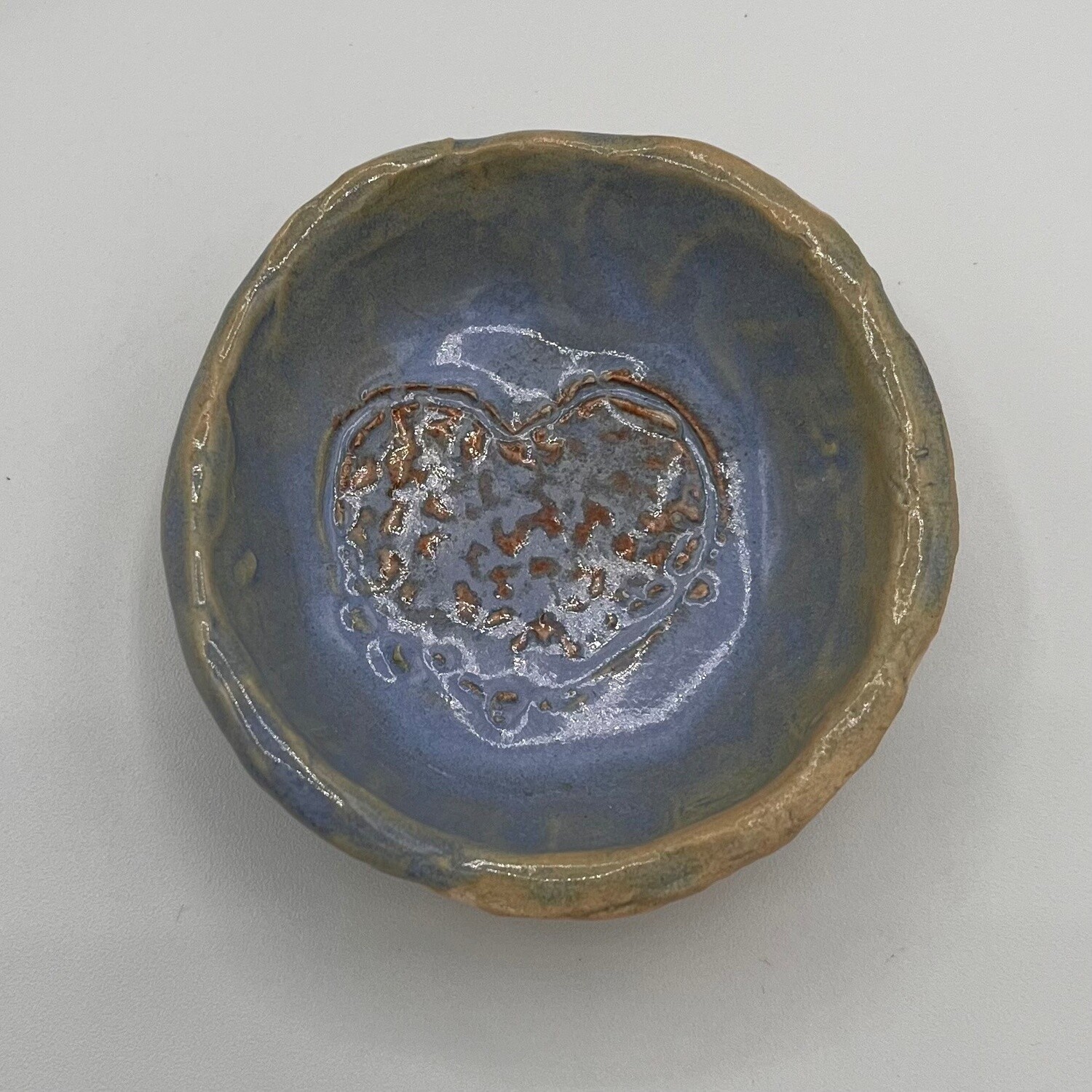 Rebecca Reed, Ceramic Ring Dish, Blue and Brown Heart