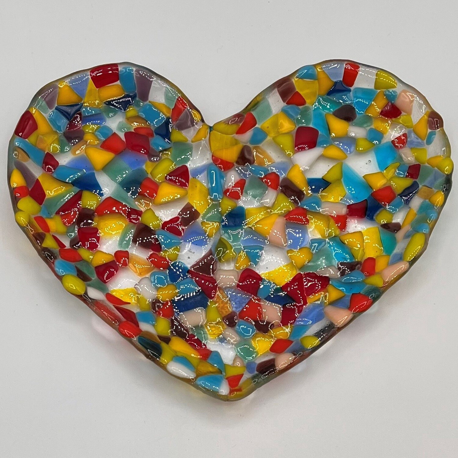 Theresa Allen, Colorful chunky glass heart dish