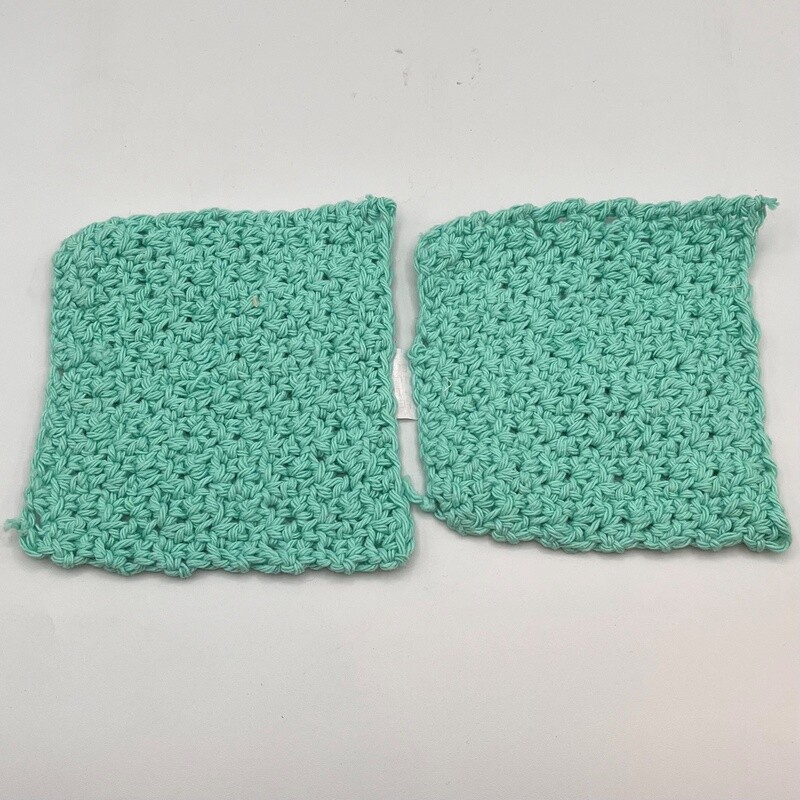 Kathryn Feldmann, Seafoam green crochet kitchen set