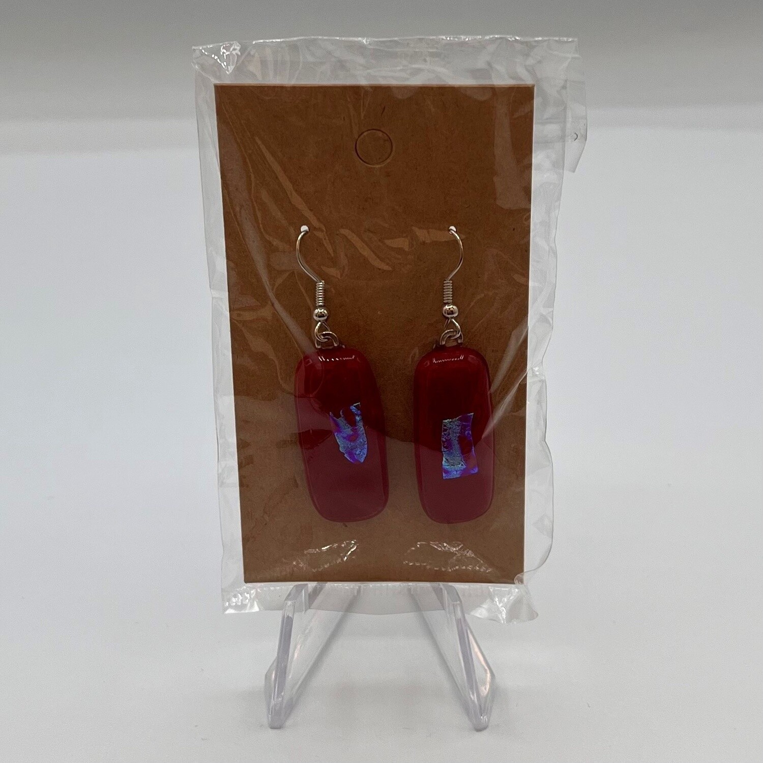 Studio, Earrings, Red with Blue Metallic