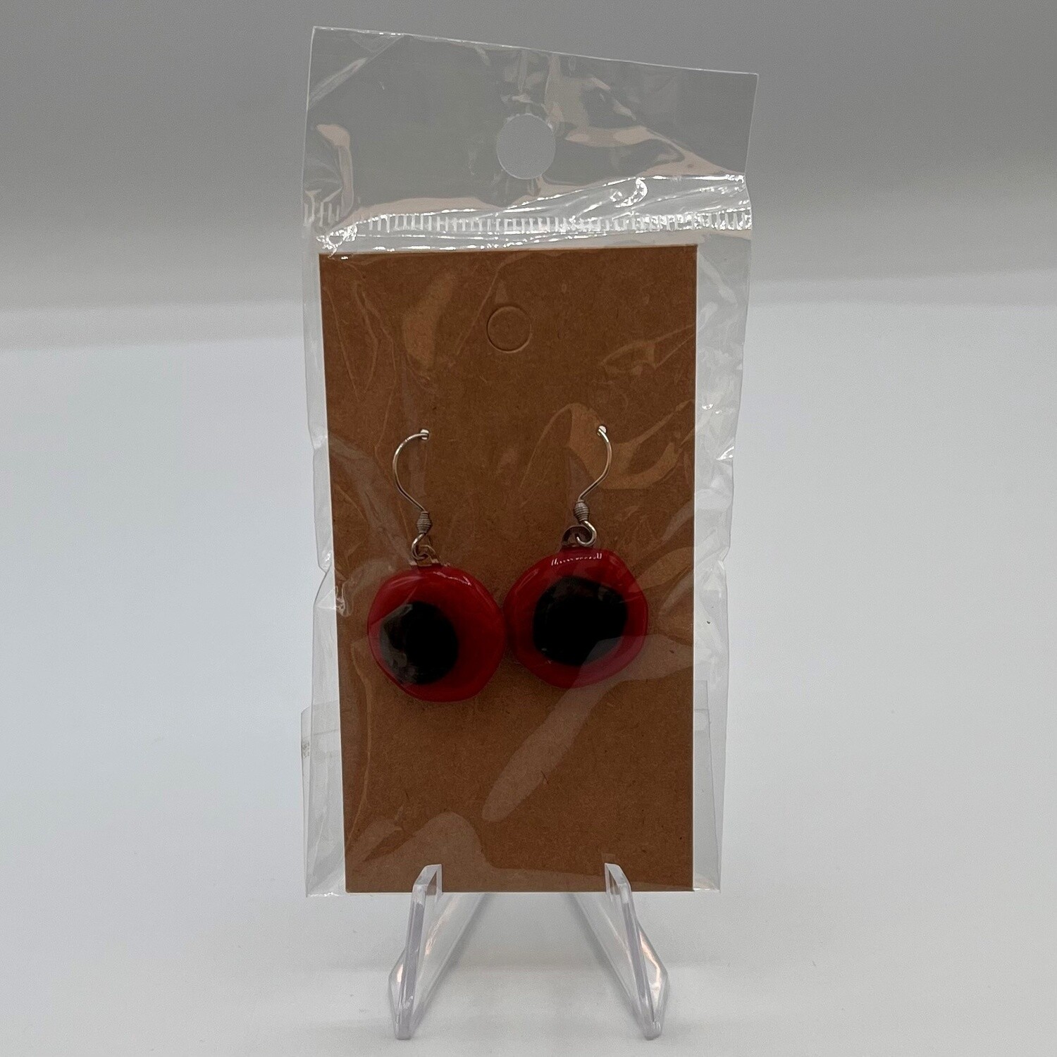 Alphonso Rowe, Earrings, Red with Black Center Dot