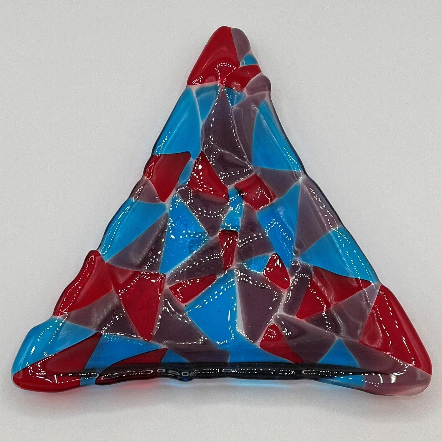 Erin Betz, Purple red and blue glass triangle dish